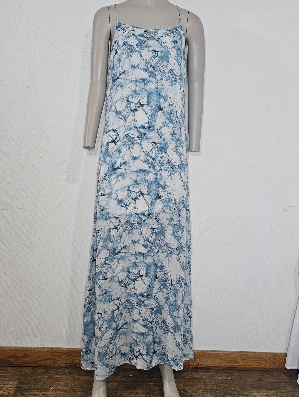 En Crème Boho Tie Dye Maxi Dress - Strappy Summer Dress Open Back S Viscose